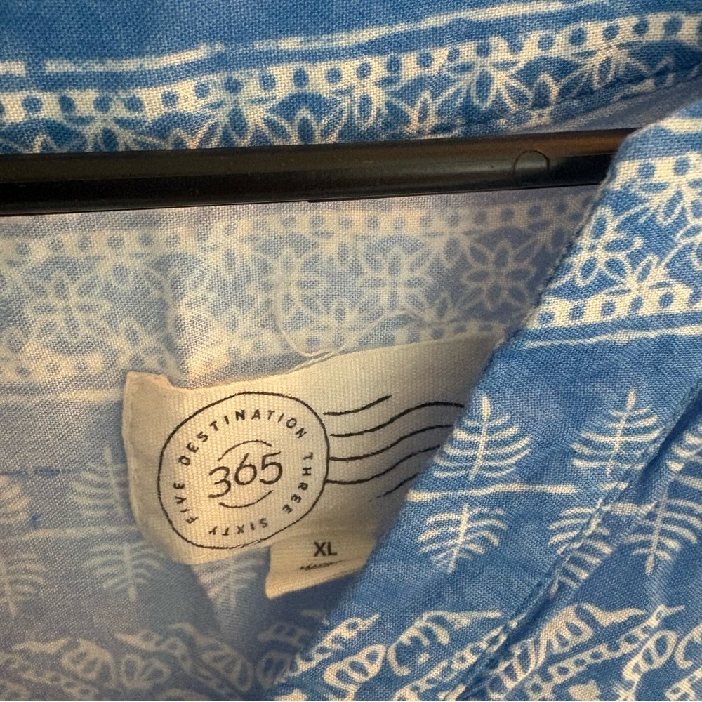 Destination 365 Blue and White Patterned Women's Peasant Tunic Beach Dress Sz XL - Picture 2 of 6